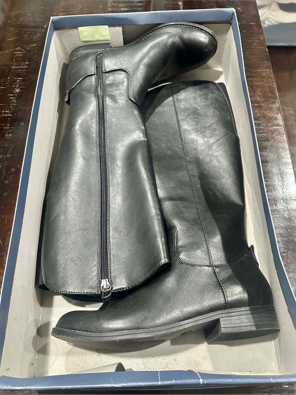 Womens Universal Thread Co. Faux Leather Black Knee High Boots Size 8.5